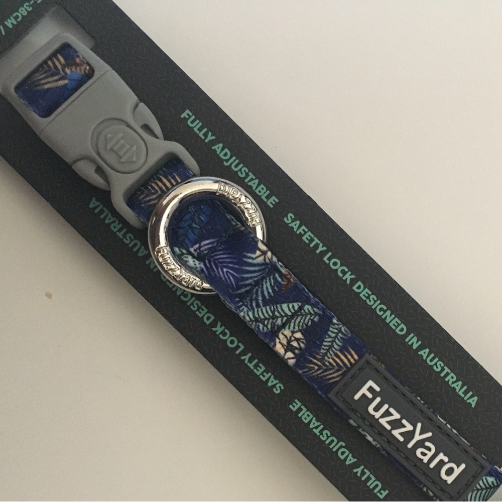 NEW (S) FuzzYard Dog Collar Blue Floral Print for Small Size Dogs Adjustable